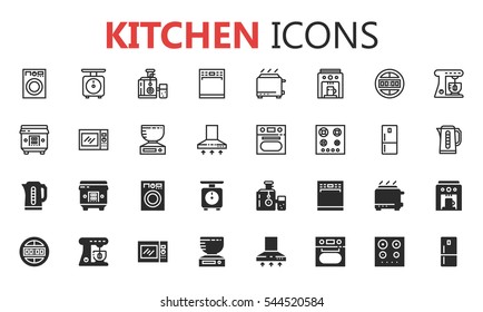 Simple modern set of kitchen appliances icons. Premium symbol collection. Vector illustration. Simple pictogram pack.