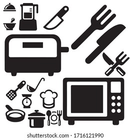 Sencillo conjunto moderno de iconos de cocina