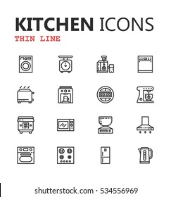 Simple modern set of kitchen thin line icons. Premium symbol collection. Vector illustration. Simple pictogram pack. Editable Stroke. Eps 10