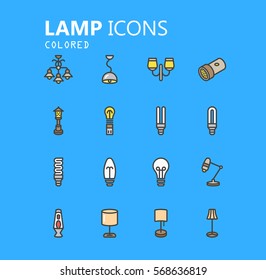 Simple modern set of lamp icons. Premium symbol collection. Vector illustration. Simple pictogram pack.