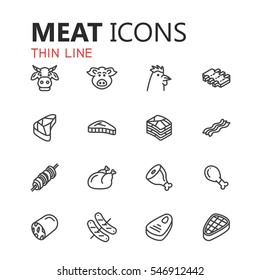 Simple modern set of meat icons. Premium symbol collection. Vector illustration. Simple pictogram pack.
