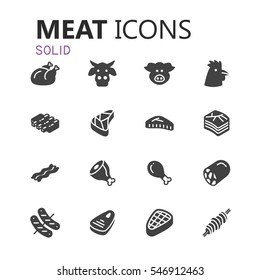 Simple modern set of meat icons. Premium symbol collection. Vector illustration. Simple pictogram pack.
