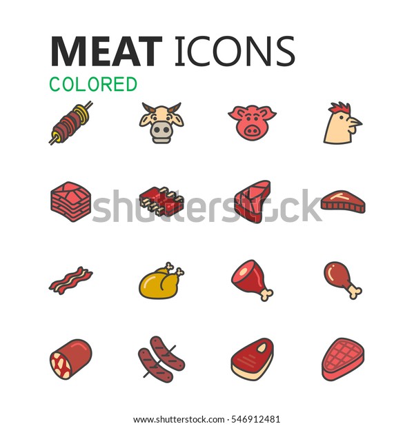 Simple Modern Set Meat Icons Premium Stock Vector (Royalty Free ...