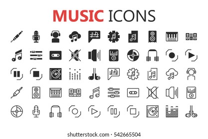 Simple modern set of music icons. Premium symbol collection. Vector illustration. Simple pictogram pack.