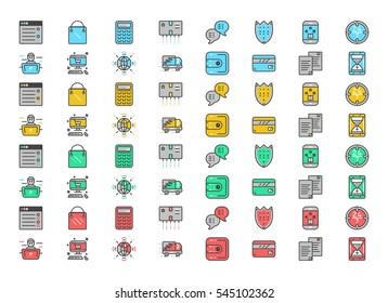 Simple modern set of online pay icons. Premium symbol collection. Vector illustration. Simple pictogram pack.