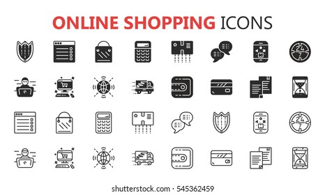 Simple modern set of online shopping icons. Premium symbol collection. Vector illustration. Simple pictogram pack.