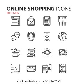 Simple modern set of online shopping icons. Premium symbol collection. Vector illustration. Simple pictogram pack.