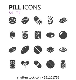 Simple modern set of pills and tablets icons. Premium symbol collection. Vector illustration. Simple pictogram pack.
