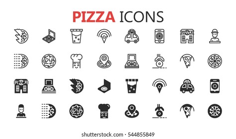 Simple modern set of pizza icons. Premium symbol collection. Vector illustration. Simple pictogram pack.