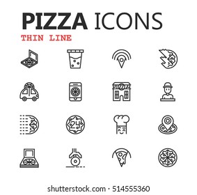 Simple modern set of pizza thin line icons. Premium symbol collection. Vector illustration. Simple pictogram pack. Editable Stroke.