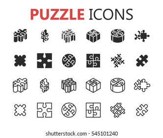 Simple modern set of puzzle icons. Premium symbol collection. Vector illustration. Simple pictogram pack.
