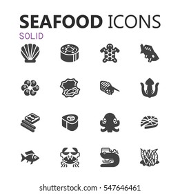 Simple modern set of seafood icons. Premium symbol collection. Vector illustration. Simple pictogram pack.