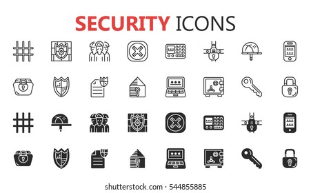 Simple modern set of security icons. Premium symbol collection. Vector illustration. Simple pictogram pack.