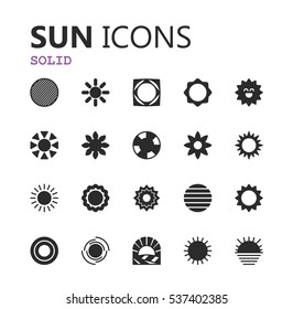 Simple modern set of sun icons. Premium symbol collection. Vector illustration. Simple pictogram pack.