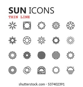 Simple modern set of sun icons. Premium symbol collection. Vector illustration. Simple pictogram pack.