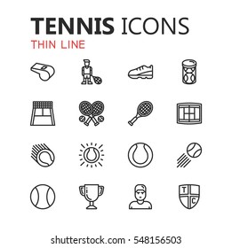 Simple modern set of tennis icons. Premium symbol collection. Vector illustration. Simple pictogram pack.