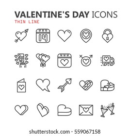Simple modern set of valentines day icons. Premium symbol collection. Vector illustration. Simple pictogram pack.