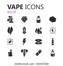 Simple modern set of vape icons. Premium symbol collection. Vector illustration. Simple pictogram pack.