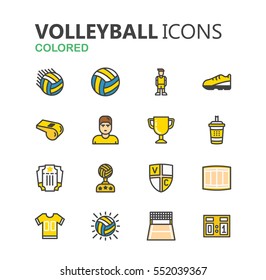 Simple modern set of volleyball icons. Premium symbol collection. Vector illustration. Simple pictogram pack.
