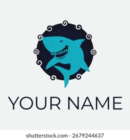 Un símbolo moderno y sencillo del logotipo del tiburón que representa la fuerza, la velocidad y la confianza