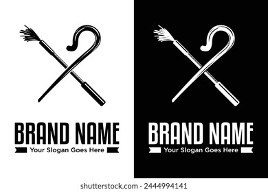 simple modern shepherd rod staff illustration vector logo design