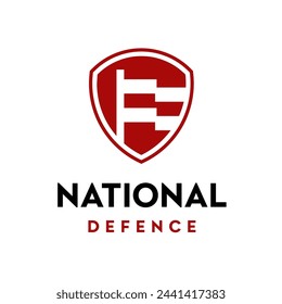 Simple modern shield and fluttering flag logo template