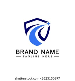 Simple and modern shield and stars logo vector