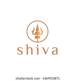 Simple Modern Shiva Concept With Trident  Logo Vector Idea