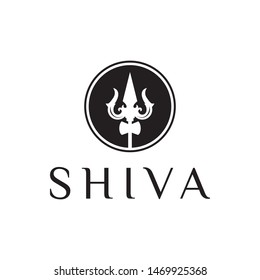 simple modern shiva concept with trident  logo vector idea