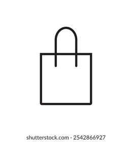 Simple and modern shopping bag icon in line design, perfect for e-commerce platforms, retail websites, and digital shopping apps. Easily customizable in color to match your brand.