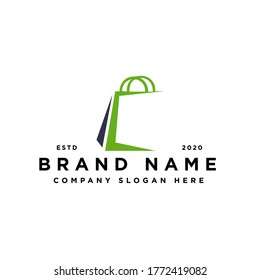 simple modern shopping bag logo design