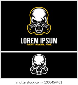 simple and modern skull with gas mask vector logo template