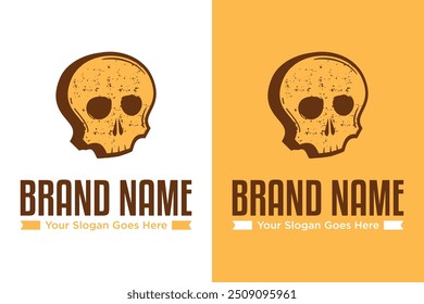 simple modern skull head bread bakery food logo design vector illustration