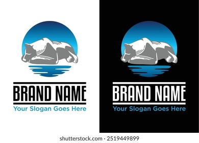 simple modern sleeping polar bear illustration vector logo design