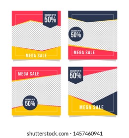 Simple modern social media banner. Online promotion layout. Can use for flyer, poster, banner template. Fashion discount promo mobile post vector.