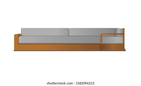 simple and modern sofa in flat cartoon style