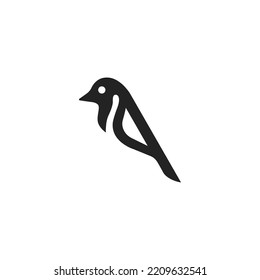 Simple modern sparrow logo design. Black little bird isolated on white background icon vector illustration. 