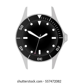 simple modern sport divers style black watch case and dial object eps10