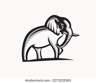 einfaches, modernes, von Elefanten gezeichnetes Logo-Designvorlage