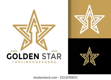 Simple estrella moderna letra inicial un logotipo dorado icono vectorial