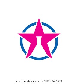 simple modern star with negative space lab flask vector icon