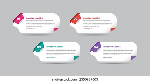 Simple modern step or process overview infographic layout with page fold shape