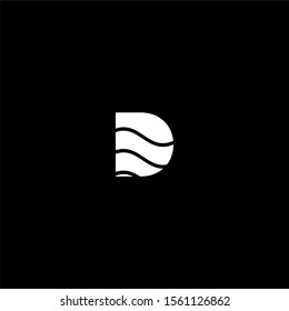 simple modern striped white D logotype design concept.