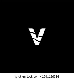 simple modern striped white V logotype design concept.