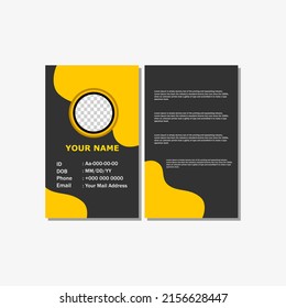 simple and modern style ID card design with yellow color.