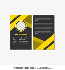 diseño sencillo y moderno de tarjeta de identificación con color amarillo.
