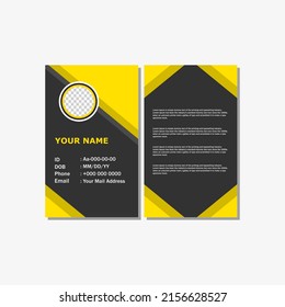 simple and modern style ID card design with yellow color.