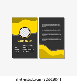 diseño sencillo y moderno de tarjeta de identificación con color amarillo.