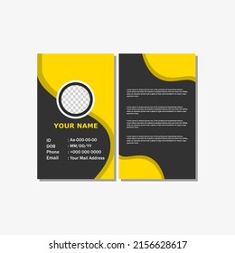 simple and modern style ID card design with yellow color.