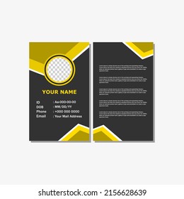 simple and modern style ID card design with yellow color.